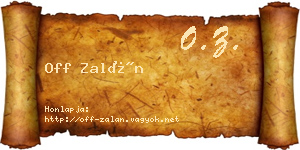 Off Zalán névjegykártya